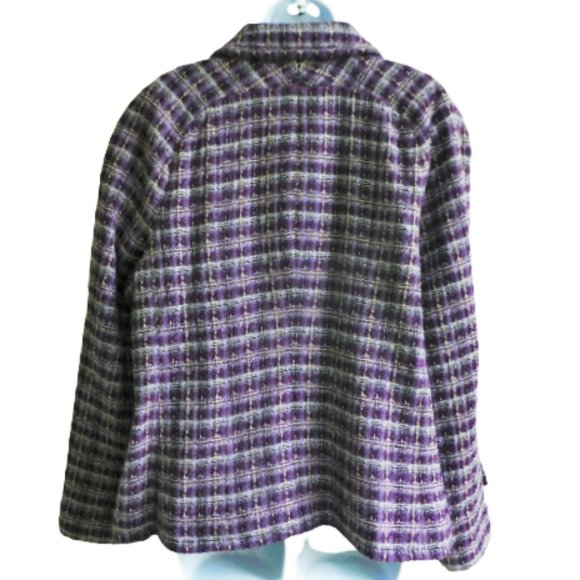 Pendleton Plus Purple Plaid Wool Tweed Blazer Jacket Pockets Collared Lined 16W - Picture 5 of 10